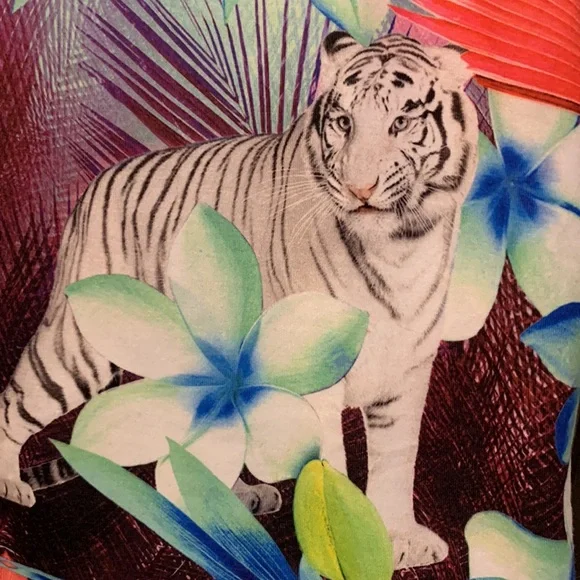 Topshop Tropical White Tiger Print Body-Con dress, Size 8 - Picture 2 of 8